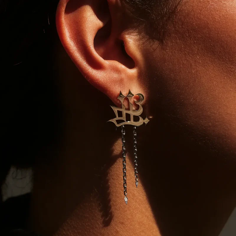 Boucle d’oreille Habibi chaines et diamants